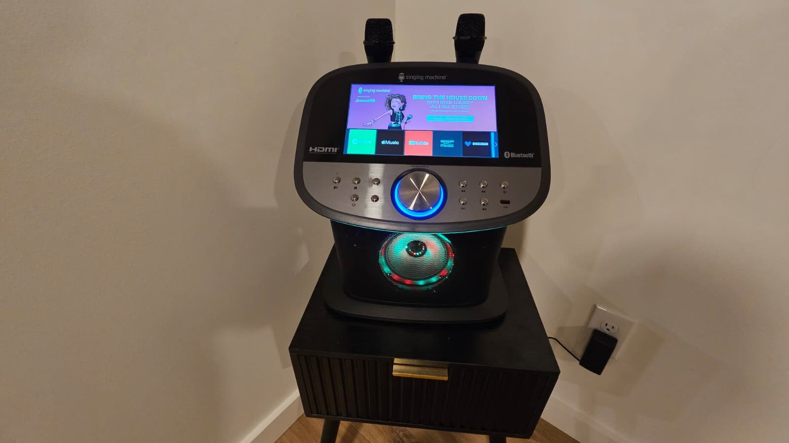 Karaoke setup in entertainment area