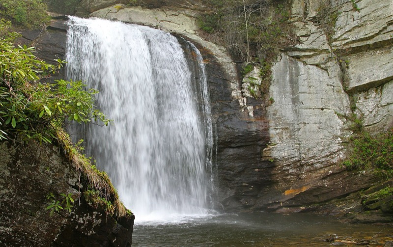 Looking Glass Falls waterfall in Pisgah National Forest NC
