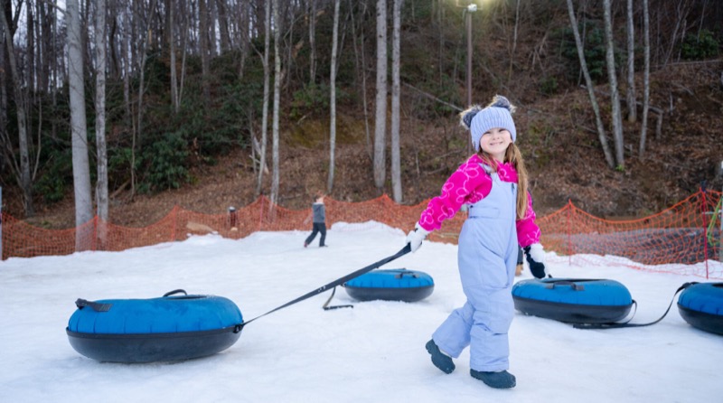 Tube World snow tubing at Cataloochee in Maggie Valley NC